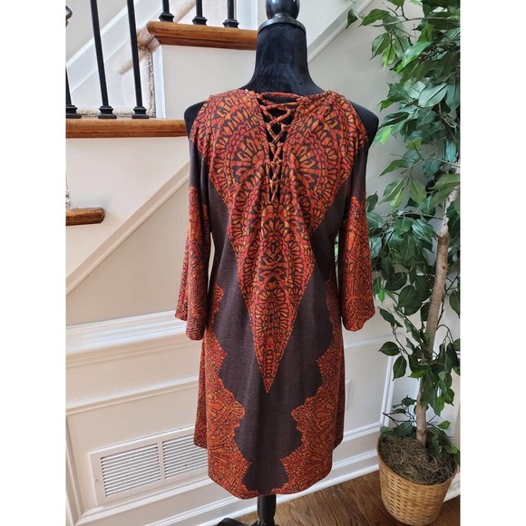 Cato Women's Polyester V-Neck Cold Shoulder Sleeve Knee Length Dress Size Medium - Picture 7 of 11